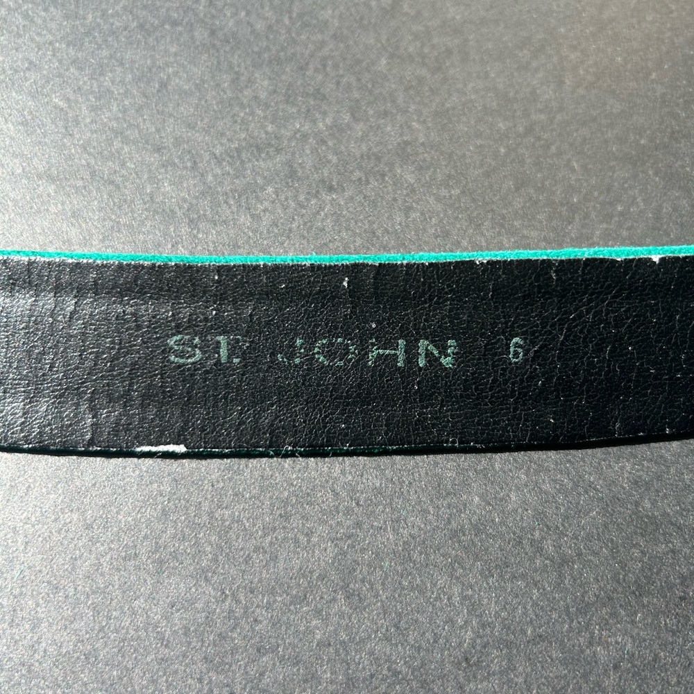 VTG St. John Teal Suede Belt with Gold Accents & Enamel Buckle | size 6 - Picture 7 of 12